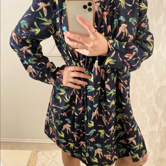 Long Sleeve Bird Pattern Blouse/Dress - Picture 5 of 6